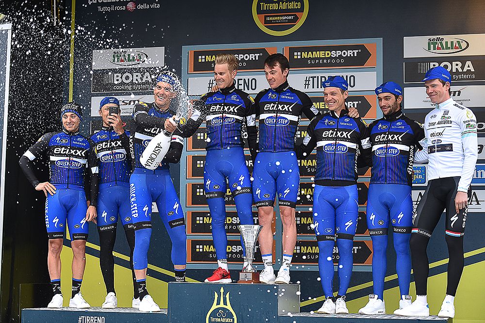 Etixx-QuickStep riders in the Tirreno-Adriatico podium for best team