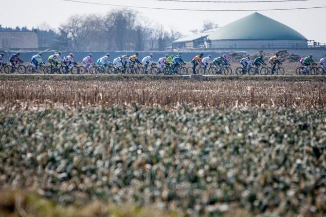 Flat roads with few trees meant heavy winds for the bunch.