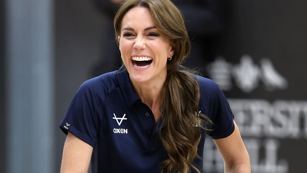 Catherine, Princess of Wales tries her hand at wheelchair rugby and joins a training session facilitated by members of the world-cup winning England Wheelchair Rugby League squad during a Rugby League Inclusivity Day at Allam Sport Centre on October 05, 2023 in Hull, England. 