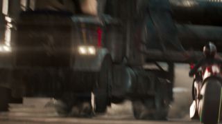 A jackknifing truck in the race in Ready Player One