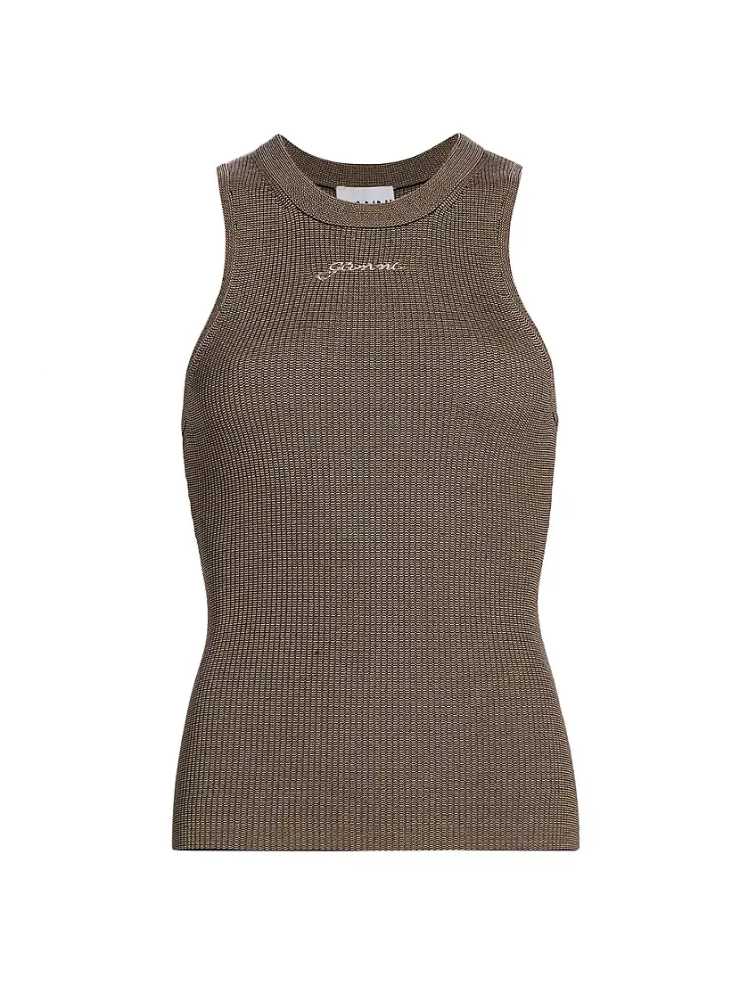 Melange Knit Embroidered Tank
