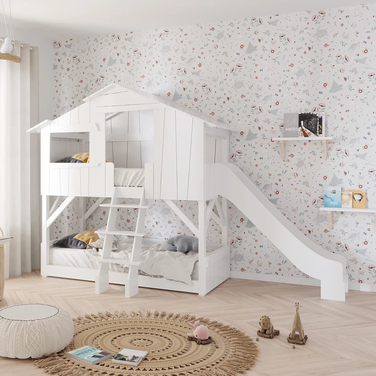 Mathy by Bols Treehouse Bunk Bed With Side Slide - Various Sizes