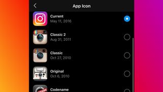 Instagram icons menu