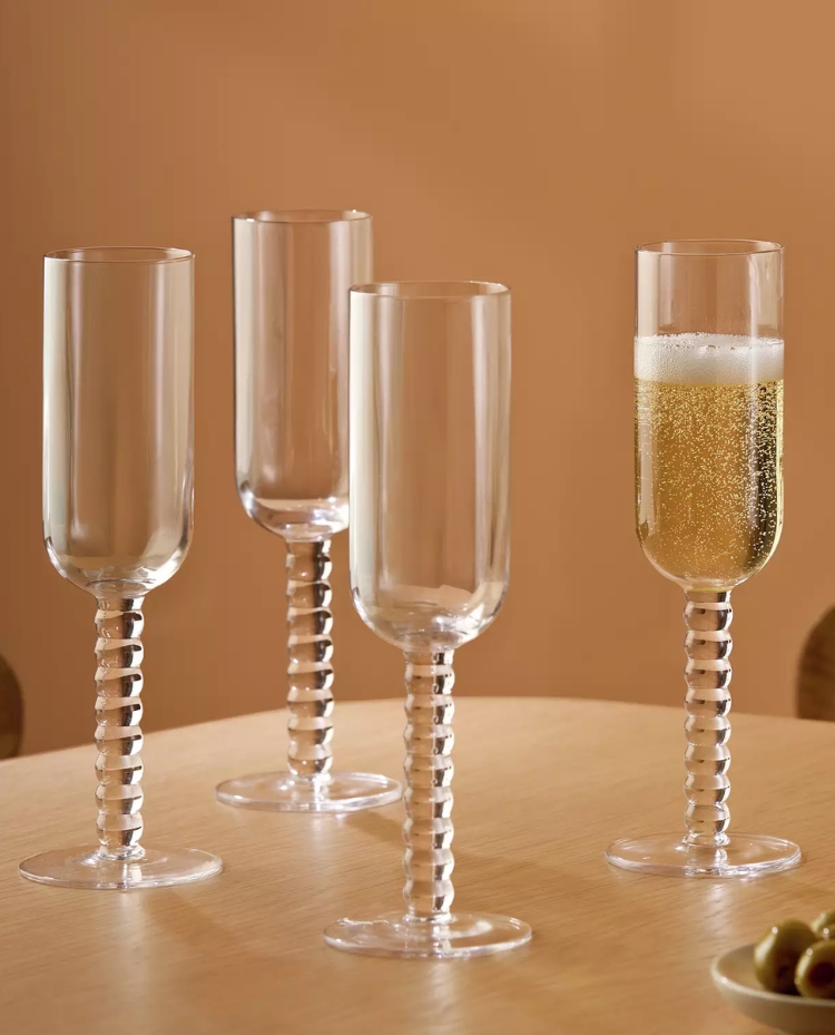 Habitat, Habitat Bobbin Set of 4 Champagne Glasses - Clear