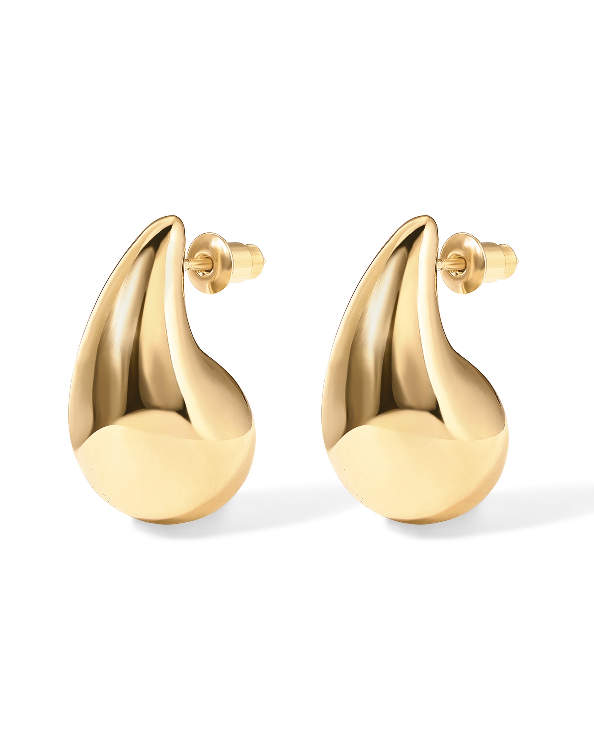Pavoi 14k Gold Plated 925 Sterling Silver Post Teardrop Chunky Hoop Earrings | Lightweight Drop Yellow Earrings for Women | 31mm Designer Dupe Earrings