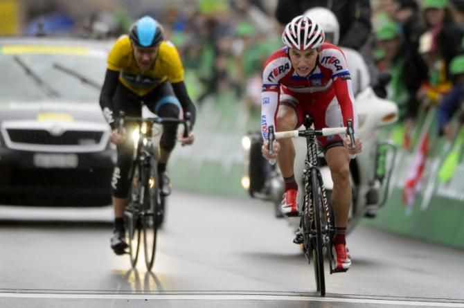 Simon Spilak (Katusha) moved into second overall thanks to his breakaway with race leader Chris Froome (Sky)
