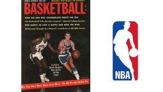 Comparison of Basketball magazine cover featuring Jerry West with NBA logo