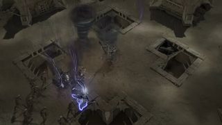 Diablo 4 - a Druid casts lightning spells on skeletons