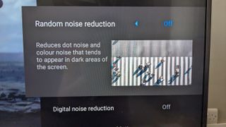 Noise reduction setting on Sony TV