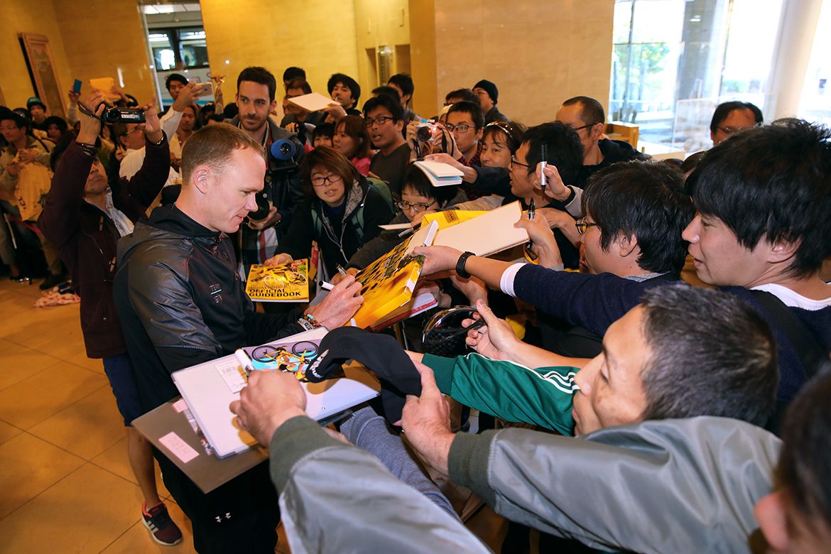 There were plenty of autographs for Chris Froome to sign