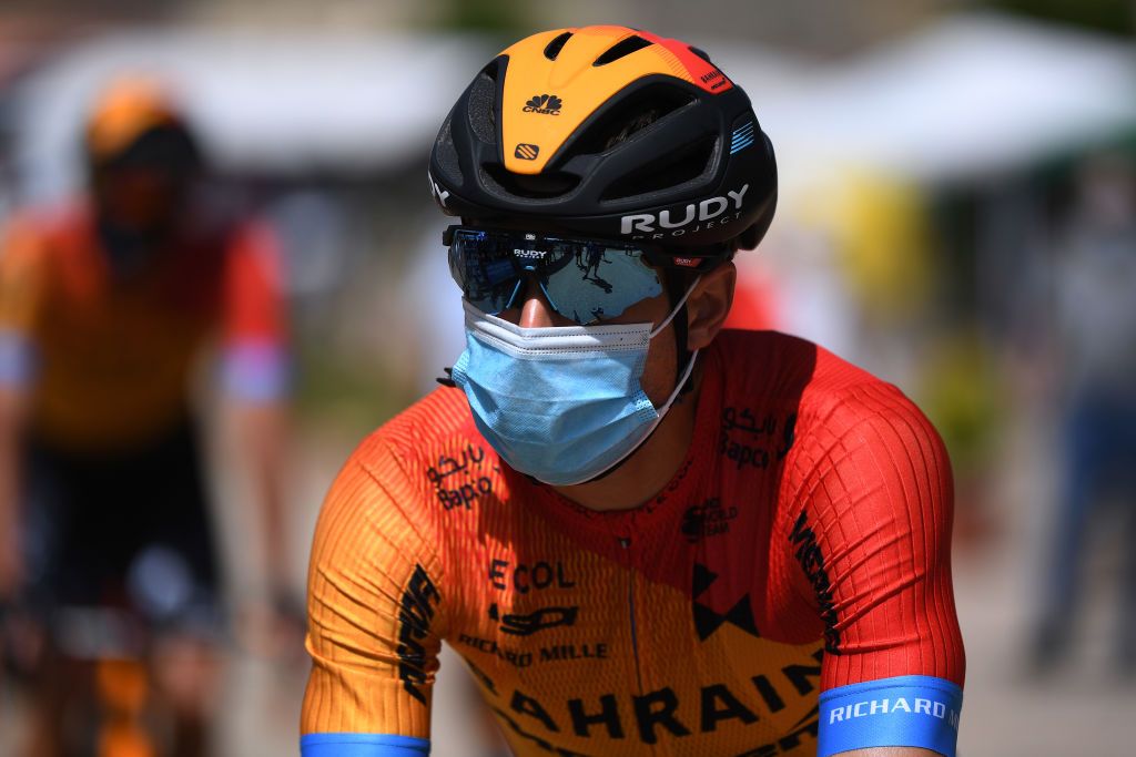ESPINOSA DE LOS MONTEROS SPAIN JULY 30 Start Mikel Landa Meana of Spain and Team Bahrain McLaren Sargentes de la Lora Village during the 42nd Vuelta a Burgos 2020 Stage 3 a 150km stage from Sargentes de la Lora to Espinosa de los Monteros Picn Blanco 1486m VueltaBurgos on July 30 2020 in Espinosa de Los Monteros Spain Photo by David RamosGetty Images