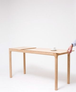 Wooden desk with white background