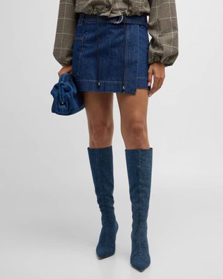 Deanna Belted Denim Mini Skirt