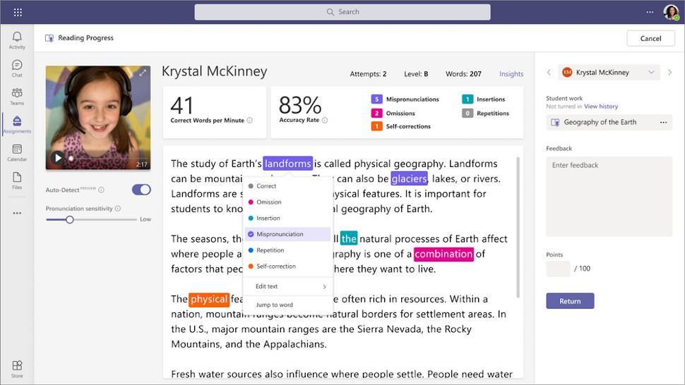 Microsoft Teams Reading Progress tool