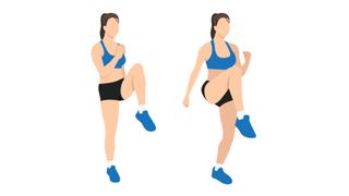 an illustration of a woman performing hip marches