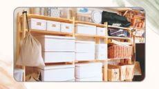 Garage storage racks with organised boxes to support 5 Day Clutter Shakedown decluttering method