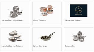 Samuel Groves website grab showing different pan ranges