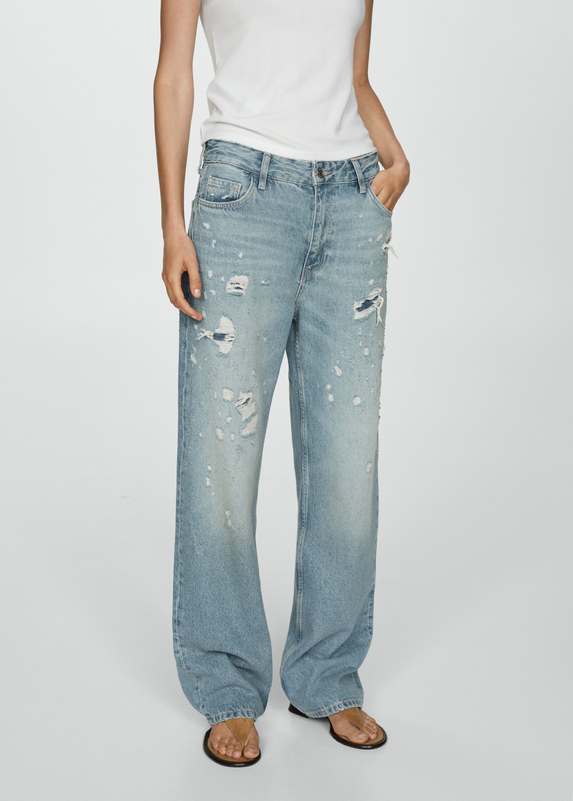Ripped Straight Jeans - Women | Mango United Kingdom