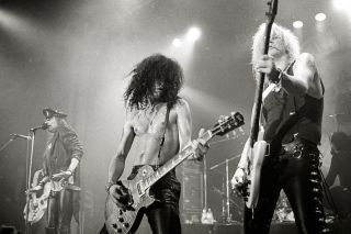 Axl, Slash and Duff onstage in 1988