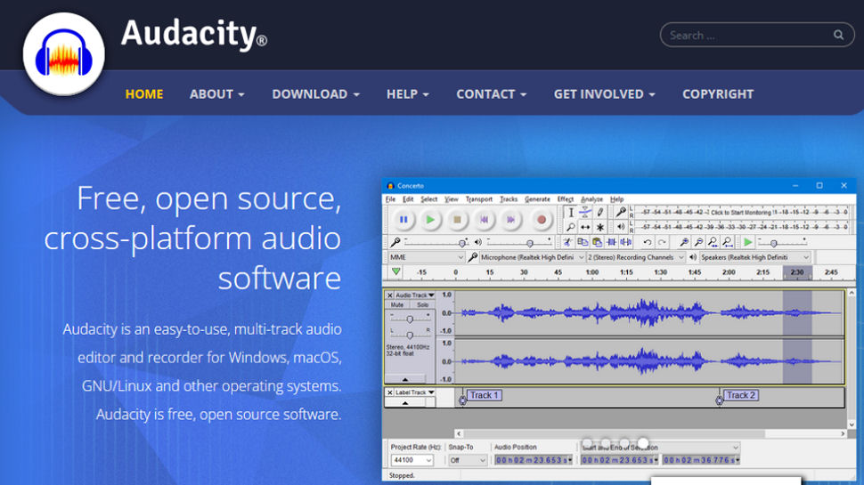 Website screenshot for Audacity