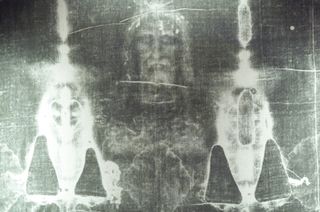 image of Shroud of Turin in black and white