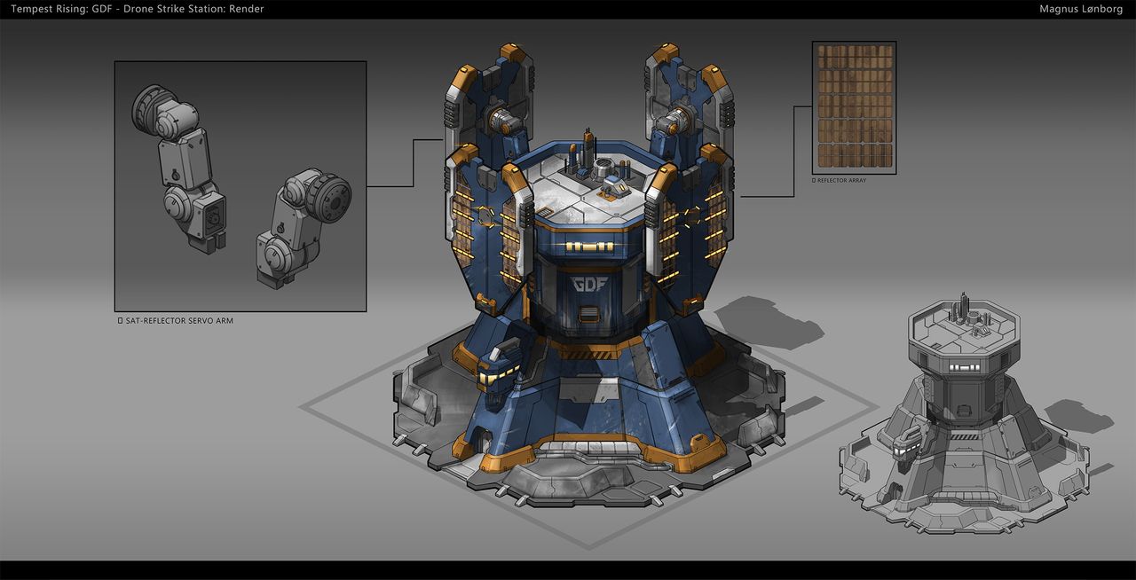 Concept art of the Drone Strike station in Tempest Rising