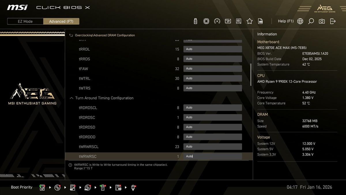 MSI MEG X870E Ace Max - BIOS