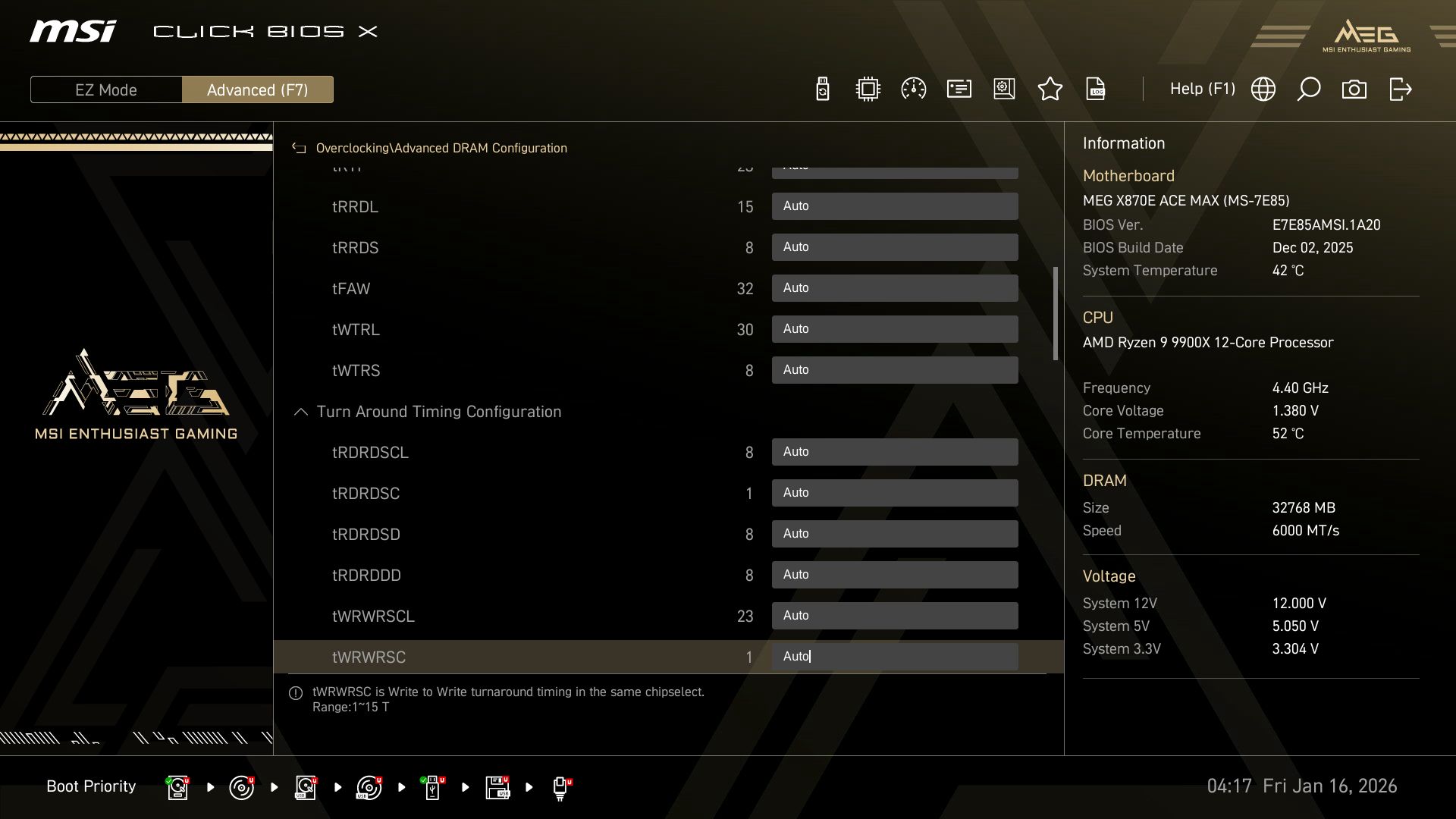 MSI MEG X870E Ace Max - BIOS