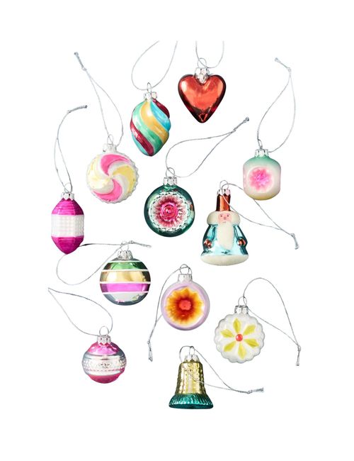 Vintage Milky Mini Glass Ornaments, Set of 12