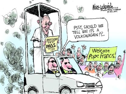 Editorial cartoon World Pope Francis Volkswagen