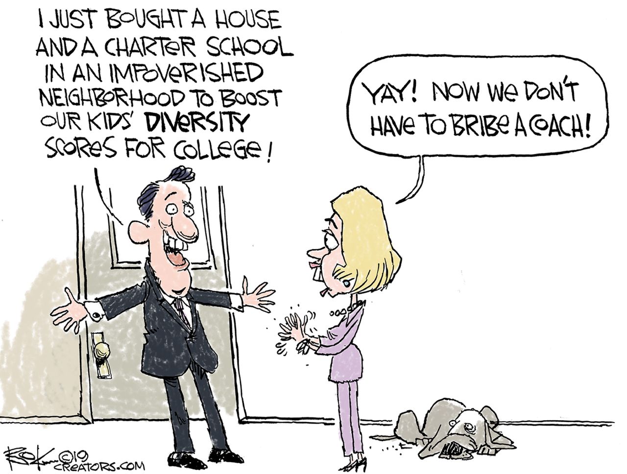 Editorial Cartoon U.S. Charter Schools Diversity Score College Admissions Bribery