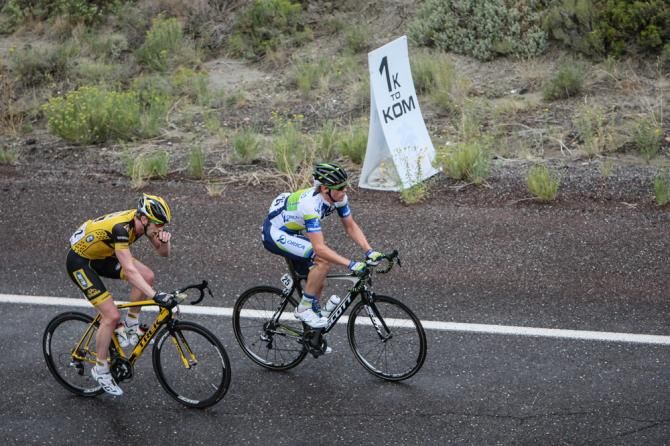 The breakaway riders at 1K to go to the top of the second climb