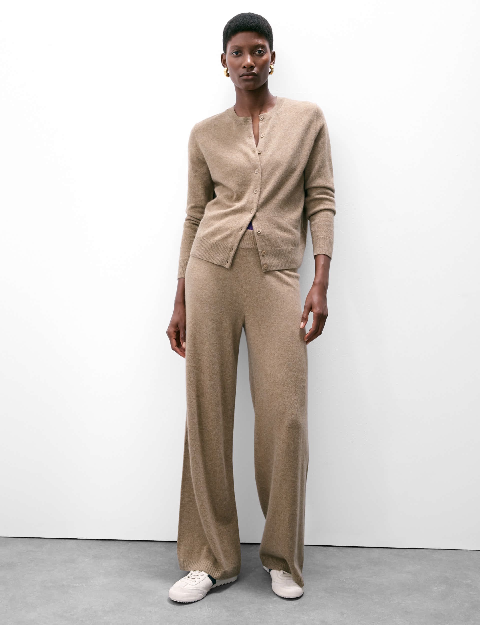 Pure Cashmere Wide Leg Trousers