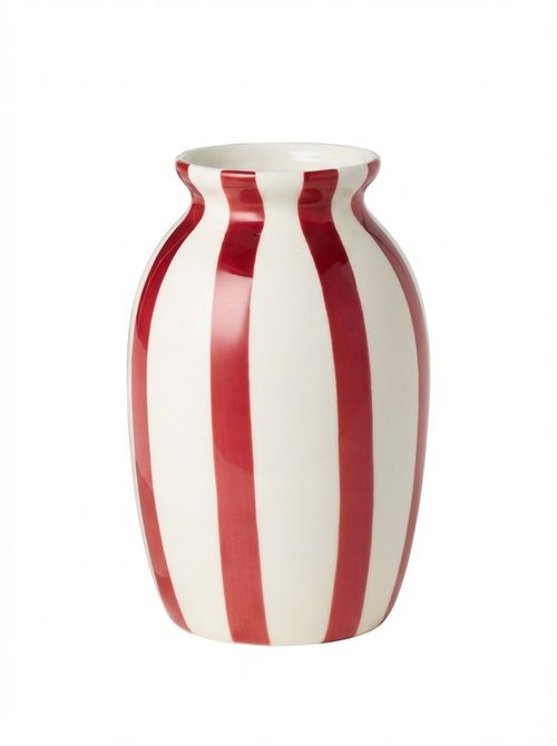 Hand Painted Striped Stoneware Vase, H18cm