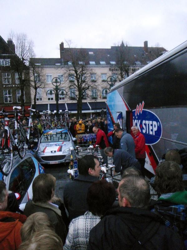 As usual, the Quick Step bus drew the most spectators inside and outside the teams' enclosure