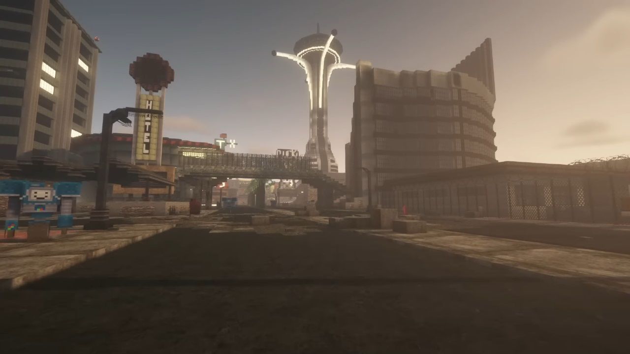 street view of the Minecraft New Vegas Strip