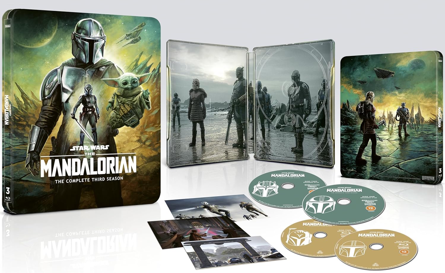 The contents of the Mandalorian season three 4K set.