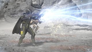 Helldivers 2 screenshot of player using an arc thrower shotgun