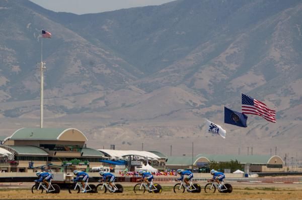 Team NetApp stays in good order through the middle section of the course.