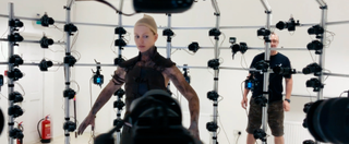 An actress surrounded by cameras for the making of video game Senua’s Saga: Hellblade II