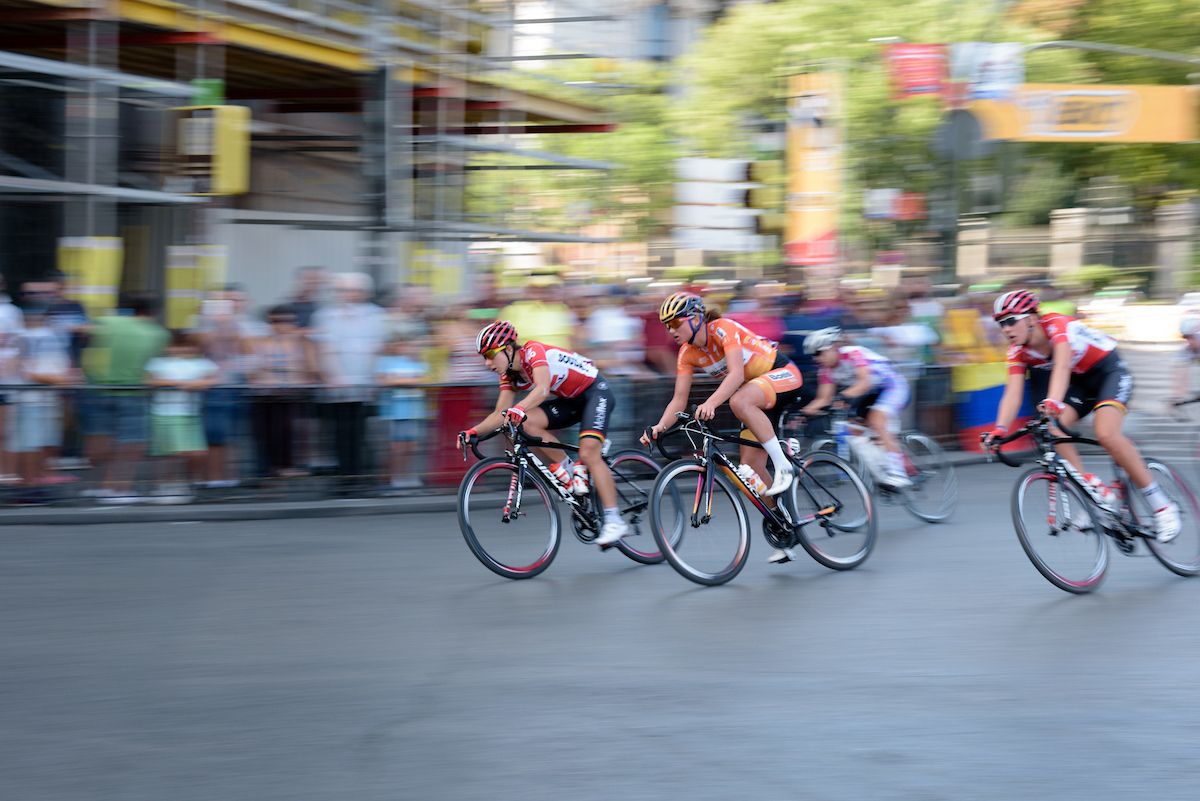Chantal Blaak (Boels Dolmans) speeds into the shadows for some brief respite from the harsh sunshine at Madrid Challenge by La Vuelta an 87km road race in Madrid, Spain
