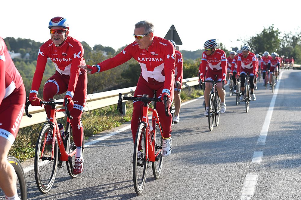 Igor Makarov gets a good laugh out of Alexander Kristoff