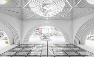 The glass floor at Zhongshu Bookstore, by Wutopia Lab, Xi'an,