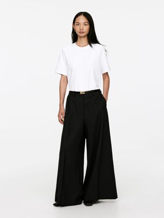 Wide Wool-Blend Trousers