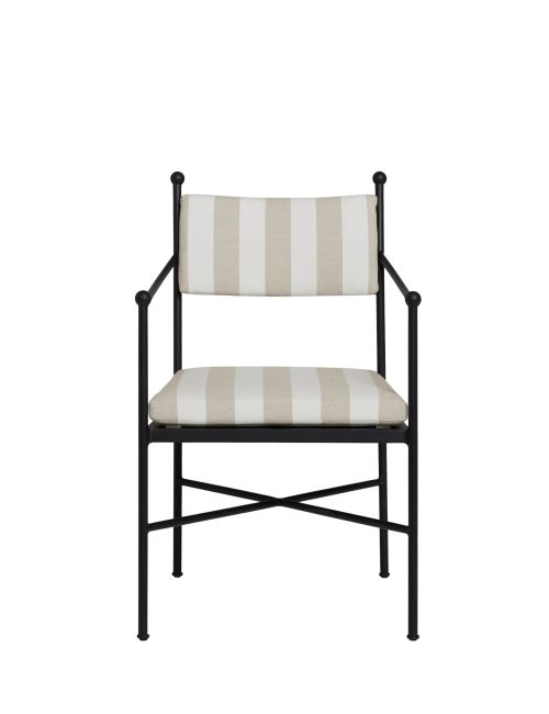 Leni Outdoor Dining Arm Chair, Natural Stripe