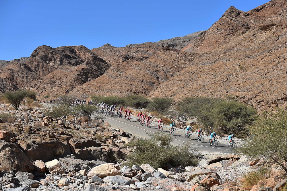 The peloton in action during Oman's final stage.