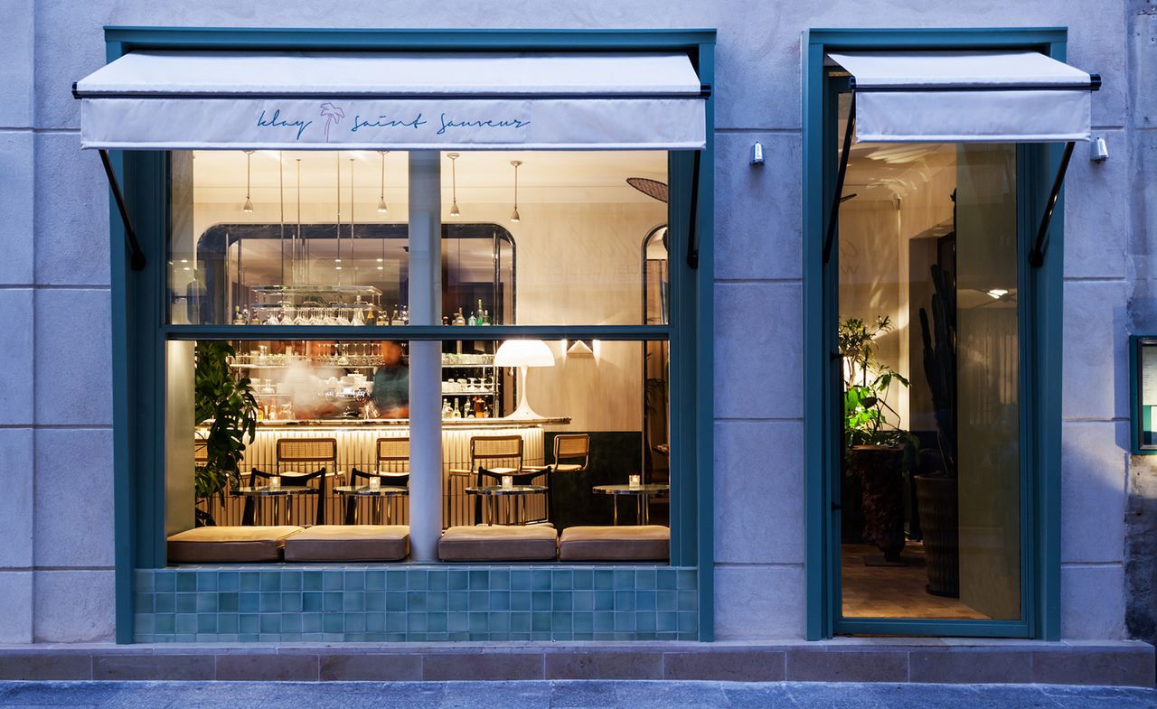 View through the window into a restaurant