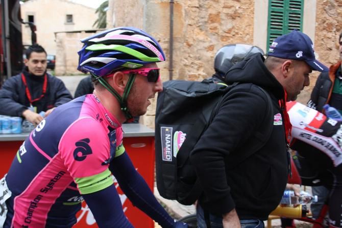 Sacha Modolo (Lampre Merida) heads to the podium