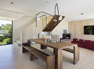 timber clad living space in house