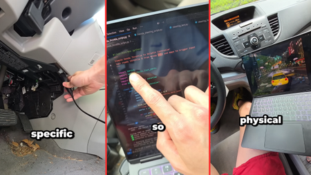 Physical car controlling a virtual car